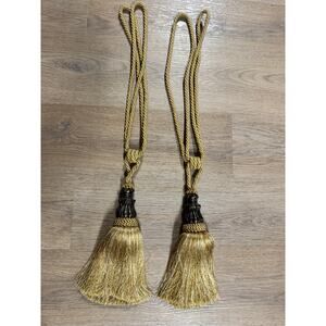 Gold Black Tassel Curtain Tieback Handmade Single Ball Home Decorative Set of 2